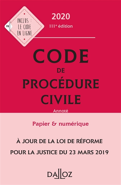 Code de procédure civile 2020, annoté
