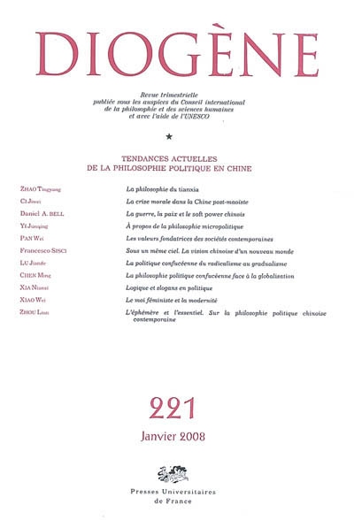 Diogène, n° 221. Tendances...