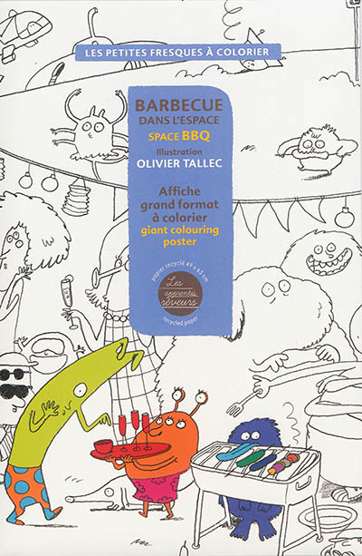 Barbecue dans l'espace : affiche grand format à colorier. Space BBQ : giant colouring poster