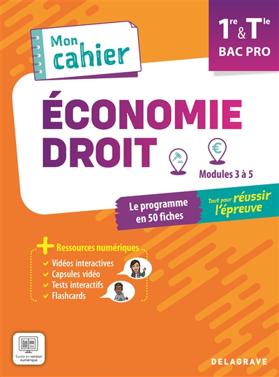 Economie, droit 1re & terminale bac pro : le programme en 50 fiches : tout pour réussir l'épreuve