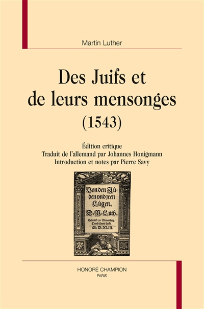 Des Juifs et de leurs mensonges (1543) : édition critique