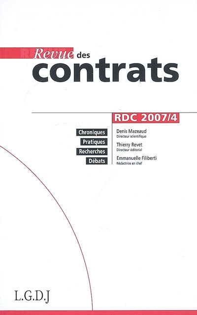 Revue des contrats, n° 4 (2007)