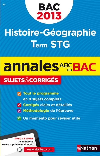 Histoire géographie, terminale STG : bac 2013