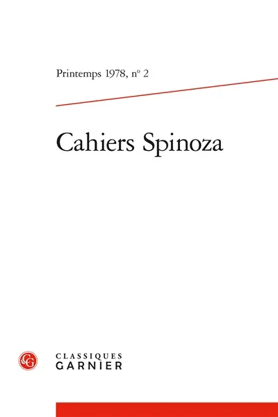Cahiers Spinoza, n° 2