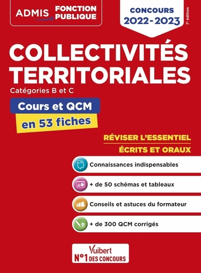Collectivités territoriales : catégories B et C : cours et QCM en 53 fiches, concours 2022-2023