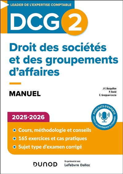 DCG 2, droit des sociétés et des groupements d'affaires : manuel : 2025-2026