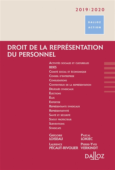 Droit de la représentation du personnel : 2019-2020