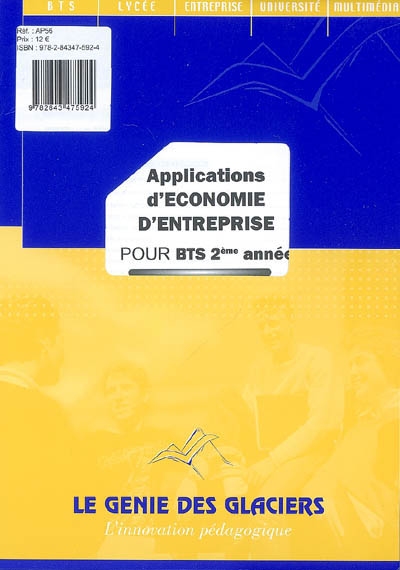 Applications d'économie d'entreprise pour BTS 2e année : pochette de l'élève
