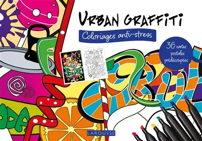 Urban graffiti : coloriages anti-stress : 36 cartes postales prédécoupées