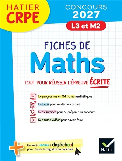 Mathématiques : épreuve écrite d'admissibilité : CRPE concours 2027 L3, M2