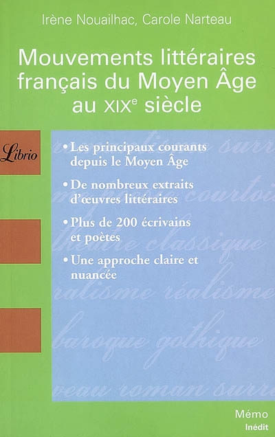 Mouvements littéraires français du Moyen Age au XIXe siècle