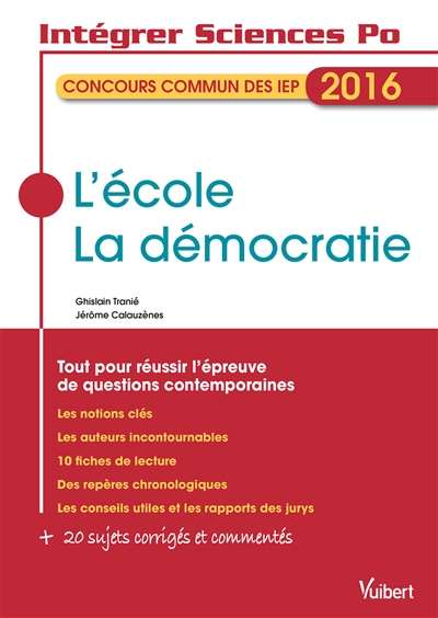 L'école, la démocratie : concours commun des IEP 2016