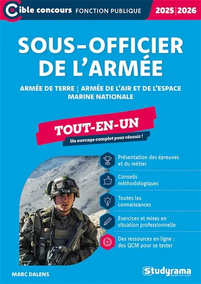 Sous-officier de l'armée : armée de terre, armée de l'air et de l'espace, Marine nationale, tout-en-un : 2025-2026