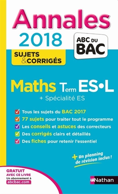 Maths terminale ES, L + spécialité ES : annales 2018