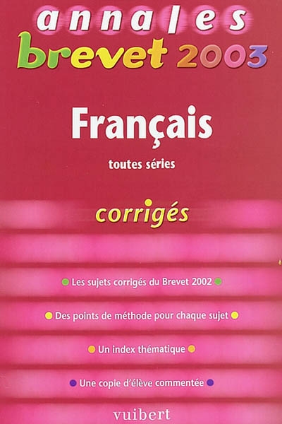Français toutes séries : brevet 2003