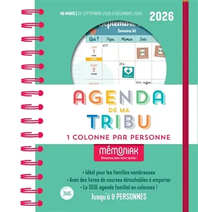 Agenda de ma tribu 2026 : 16 mois, de septembre 2025 à décembre 2026