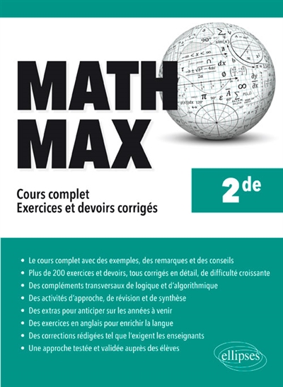 Math max, 2de : cours compet, exercices et devoirs corrigés