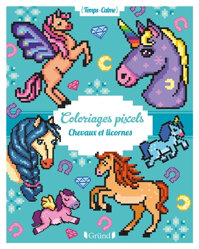 coloriages pixels : chevaux et licornes
