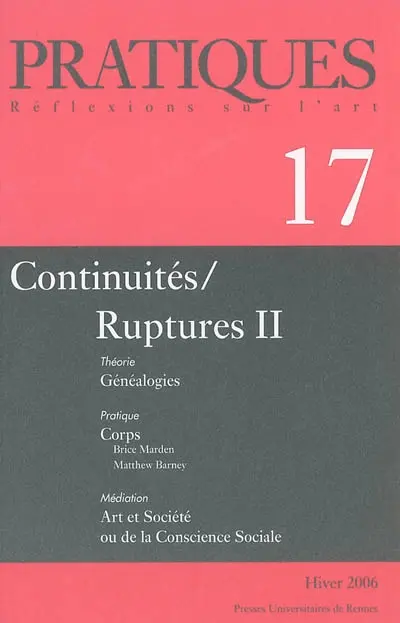 Pratiques, n° 17. Continuités-ruptures 2