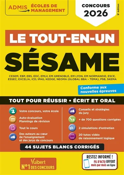 Sésame : CESEM, EBP, EBS... : le tout-en-un, concours 2026