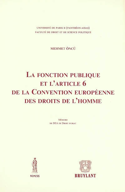 La fonction publique et l'article 6 de la Convention européenne des droits de l'homme