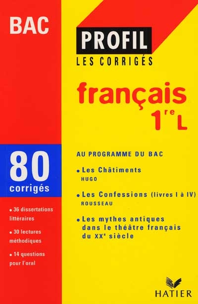 Français, 1re L : 80 corrigés