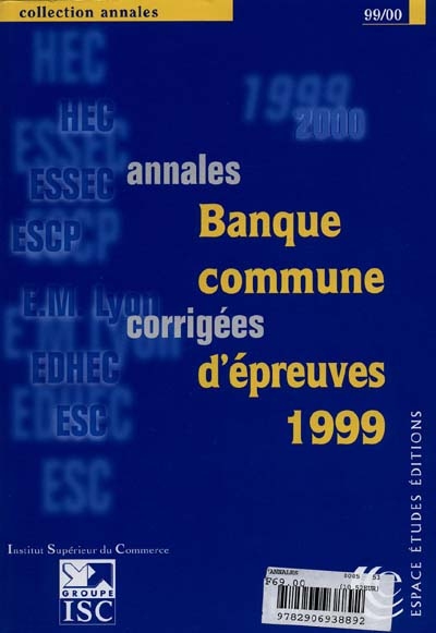 Annales corrigées de la Banque commune d'épreuves 1999
