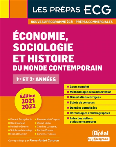 Economie, sociologie et histoire du monde contemporain 2021-2022 : prépas commerciales 1re et 2e années : nouveau programme 2021