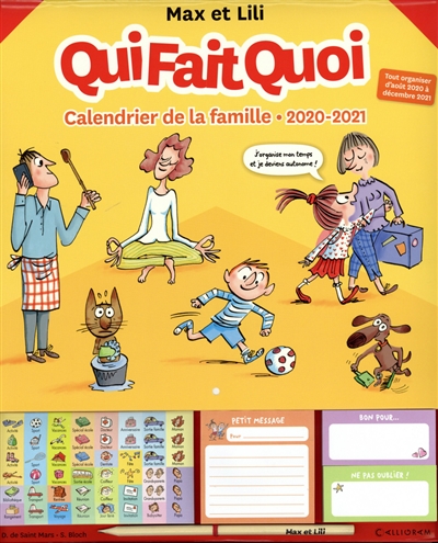 Max et Lili, qui fait quoi : calendrier de la famille, 2020-2021 : tout organiser d'août 2020 à décembre 2021