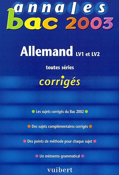 Allemand, LV1 et LV2, bac 2003 : toutes séries