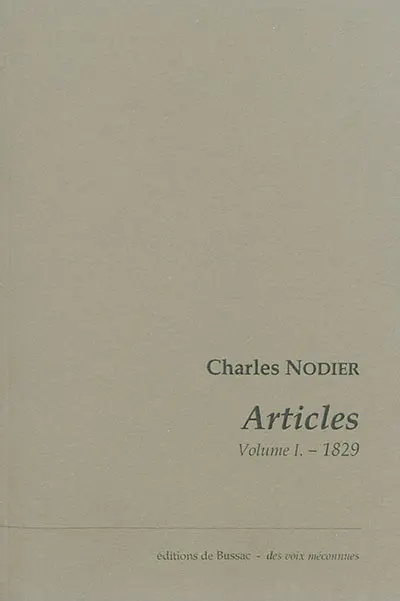 Articles. Vol. 1. 1829