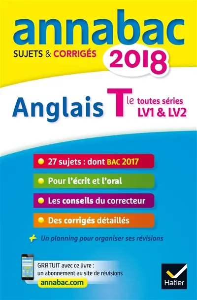 Anglais terminale toutes séries, LV1 & LV2 : 2018