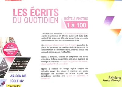 Les écrits du quotidien. Boîte à photos 1 à 100