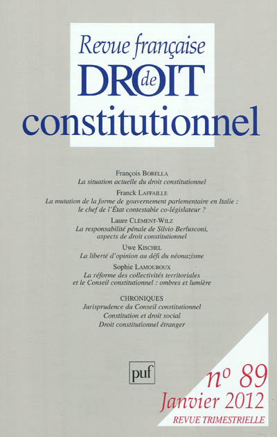 Revue française de droit constitutionnel, n° 89