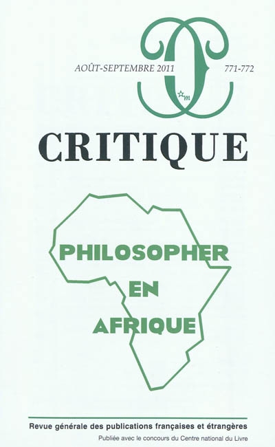 Critique, n° 771-772. Philosopher en Afrique