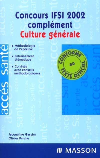 Concours IFSI 2002 complément, culture générale