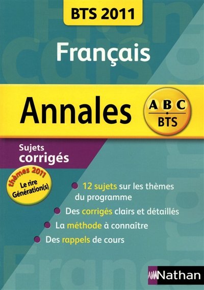 Français BTS : annales 2011, sujets corrigés