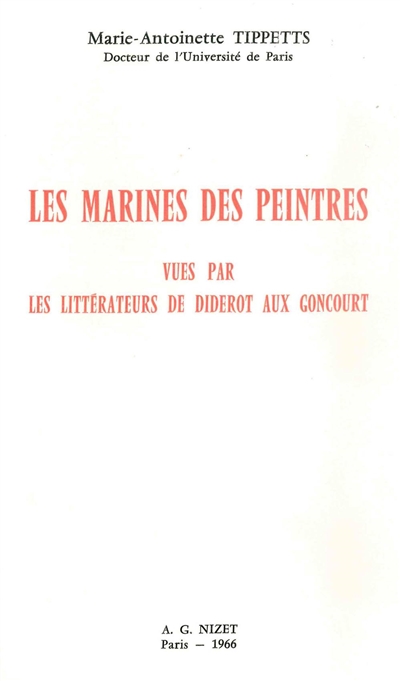 les marines des peintres vues par les littérateurs : de diderot aux goncourt