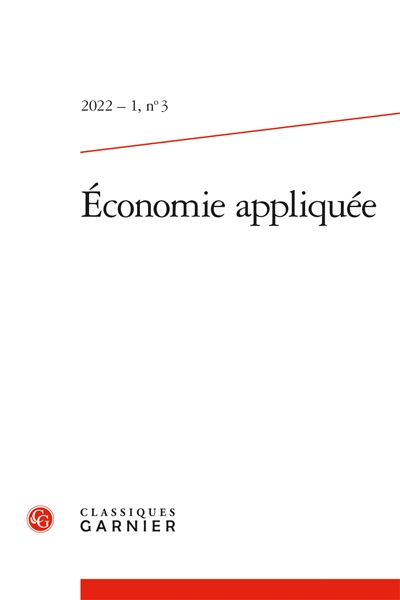 Economie appliquée, n° 2022 (1). Varia