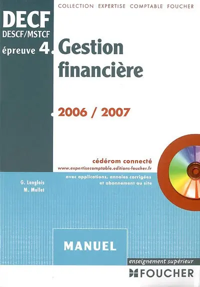 Gestion financière, DECF, DESCF-MSTCF, épreuve n° 4 : manuel
