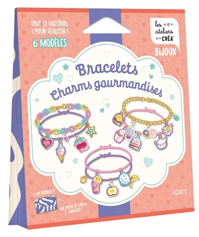 Bracelets charms gourmandises : tout le matériel pour réaliser 6 modèles