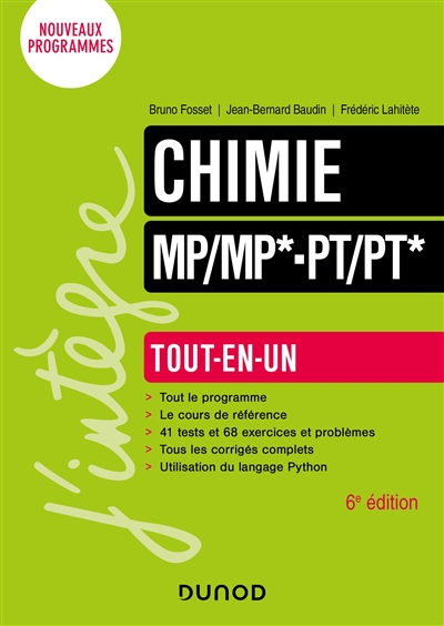 Chimie MP, MP*, PT, PT* : tout-en-un : nouveaux programmes