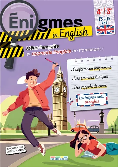 Enigmes in English 4e-3e, 13-15 ans : mène l'enquête et apprends l'anglais en t'amusant !