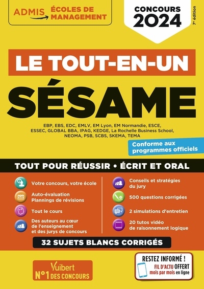 Sésame : EBP, EBS, EMLV... : le tout-en-un, concours 2024