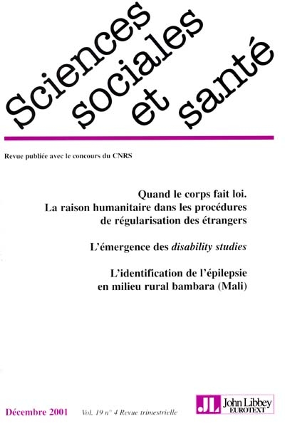 Sciences sociales et santé, n° 4 (2001)