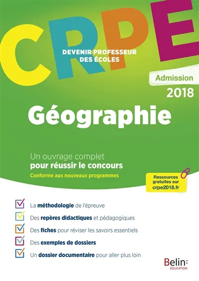 Géographie : CRPE, admission 2018 : conforme aux nouveaux programmes