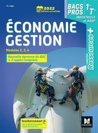 Economie gestion 1re, terminale bacs pros industriels et ASSP : modules 2, 3, 4 : nouvelle épreuve du bac, 3 sujets complets