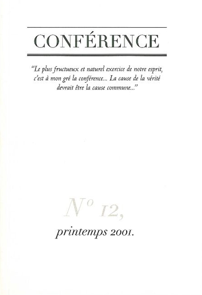 Conférence, n° 12 (2001). La tradition 1 : transmettre, instituer