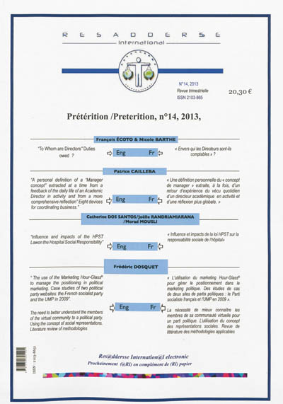 Resadderse international, n° 14. Prétérition. Preterition