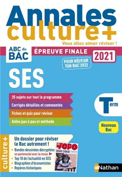 SES terminale : annales culture +, épreuve finale 2021 : nouveau bac
